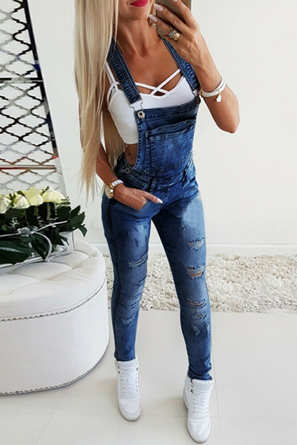 Casual Solid Patchwork Skinny Jumpsuits (3 Farben)