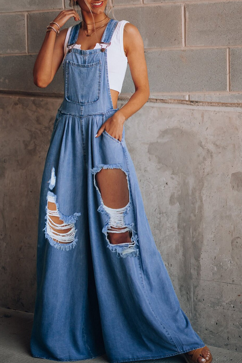 Lässige, solide Patchwork-Overalls mit quadratischem Kragen