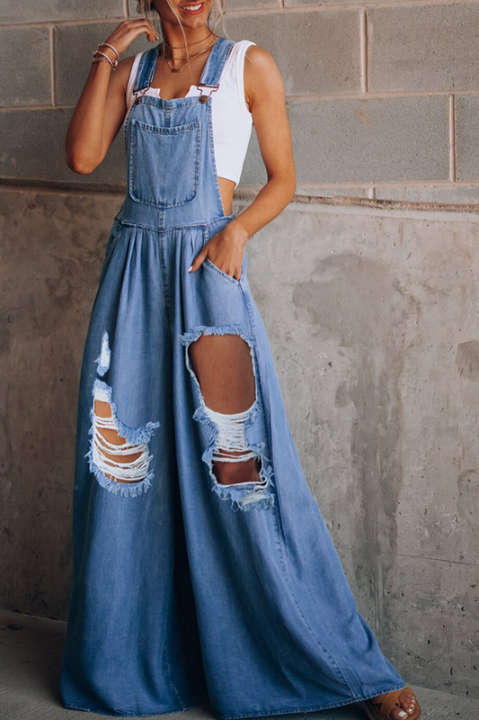 Lässige, solide Patchwork-Overalls mit quadratischem Kragen