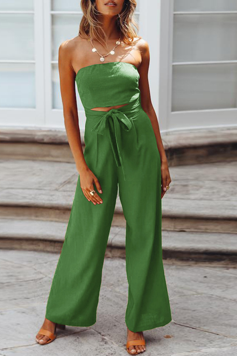 Lässige einfarbige trägerlose Jumpsuits (4 Farben)