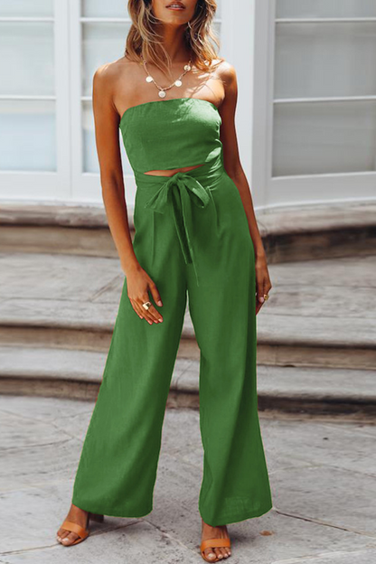 Lässige einfarbige trägerlose Jumpsuits (4 Farben)