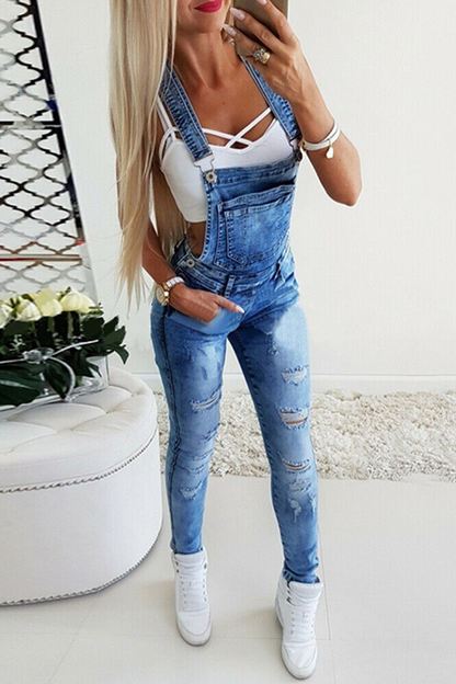 Unifarbene Jumpsuits mit eckigem Kragen und schmalem Bein