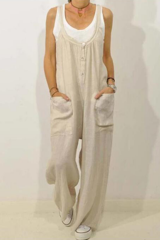Lässig Solide Patchwork U-Ausschnitt Lose Jumpsuits