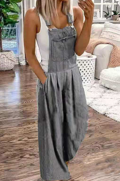 Casual trägerlose Jumpsuits mit glatten Taschen (3 Farben)
