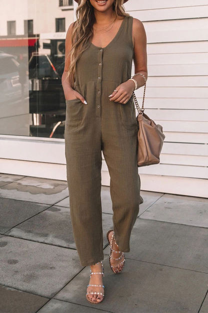 Casual Jumpsuits in glatter Passform mit flachem U-Ausschnitt