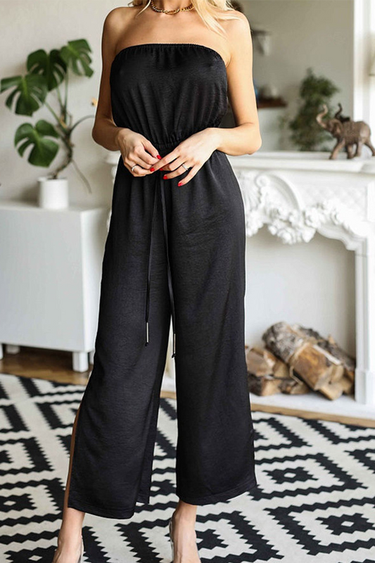 Lässige feste Patchwork trägerlose gerade Jumpsuits (3 Farben)