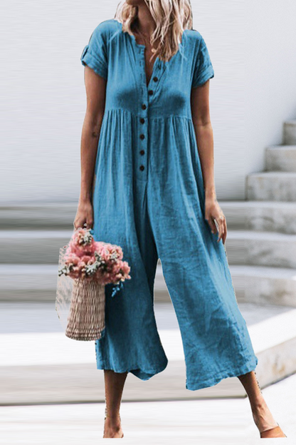 Fashion Casual Glatter gerader O-Ausschnitt Jumpsuits (5 Farben)