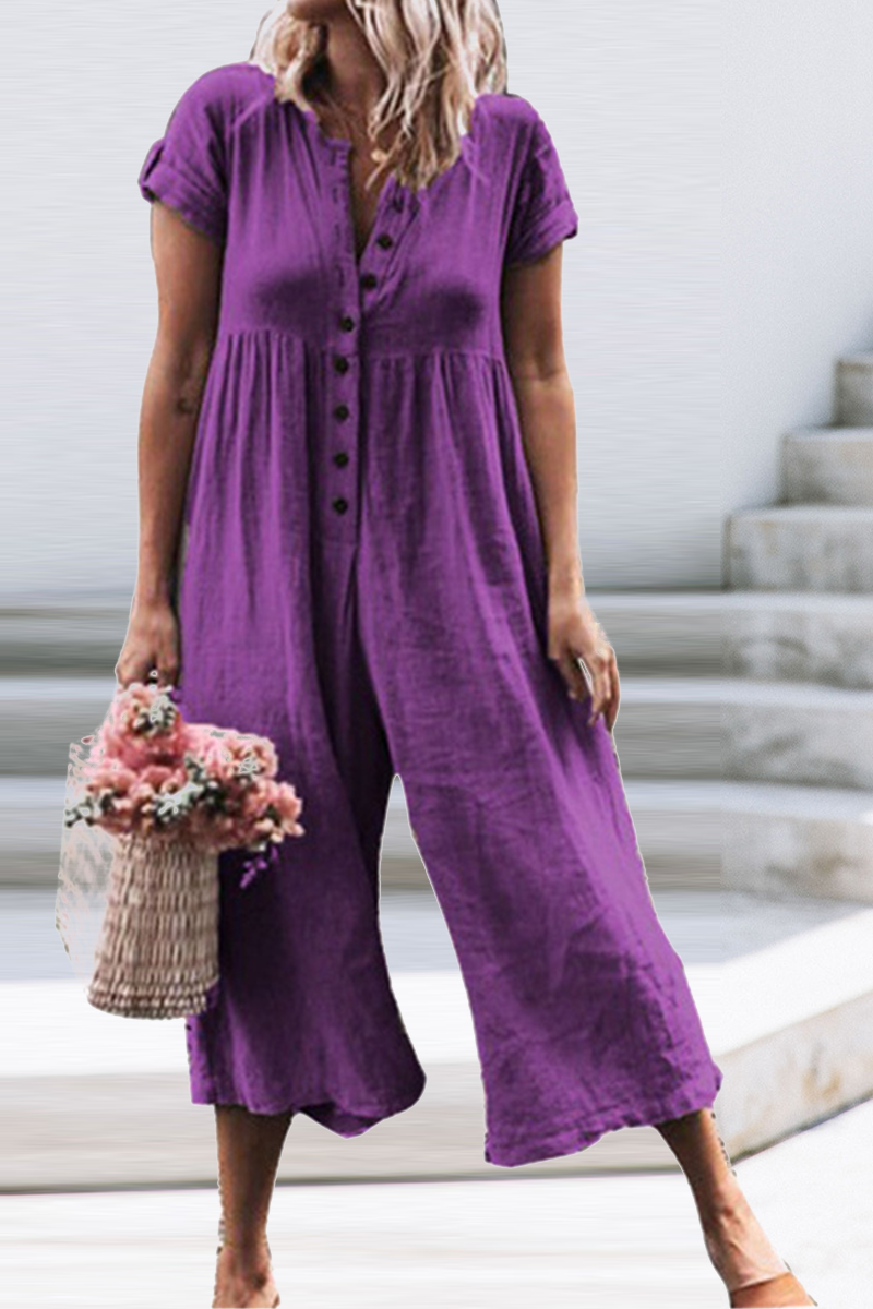 Fashion Casual Glatter gerader O-Ausschnitt Jumpsuits (5 Farben)