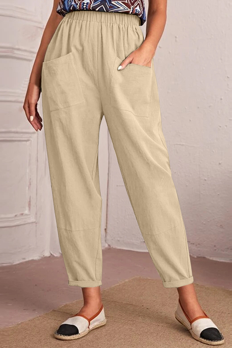 Casual Solid Patchwork Harlan Mid Waist Harlan Solid Colour-Hose