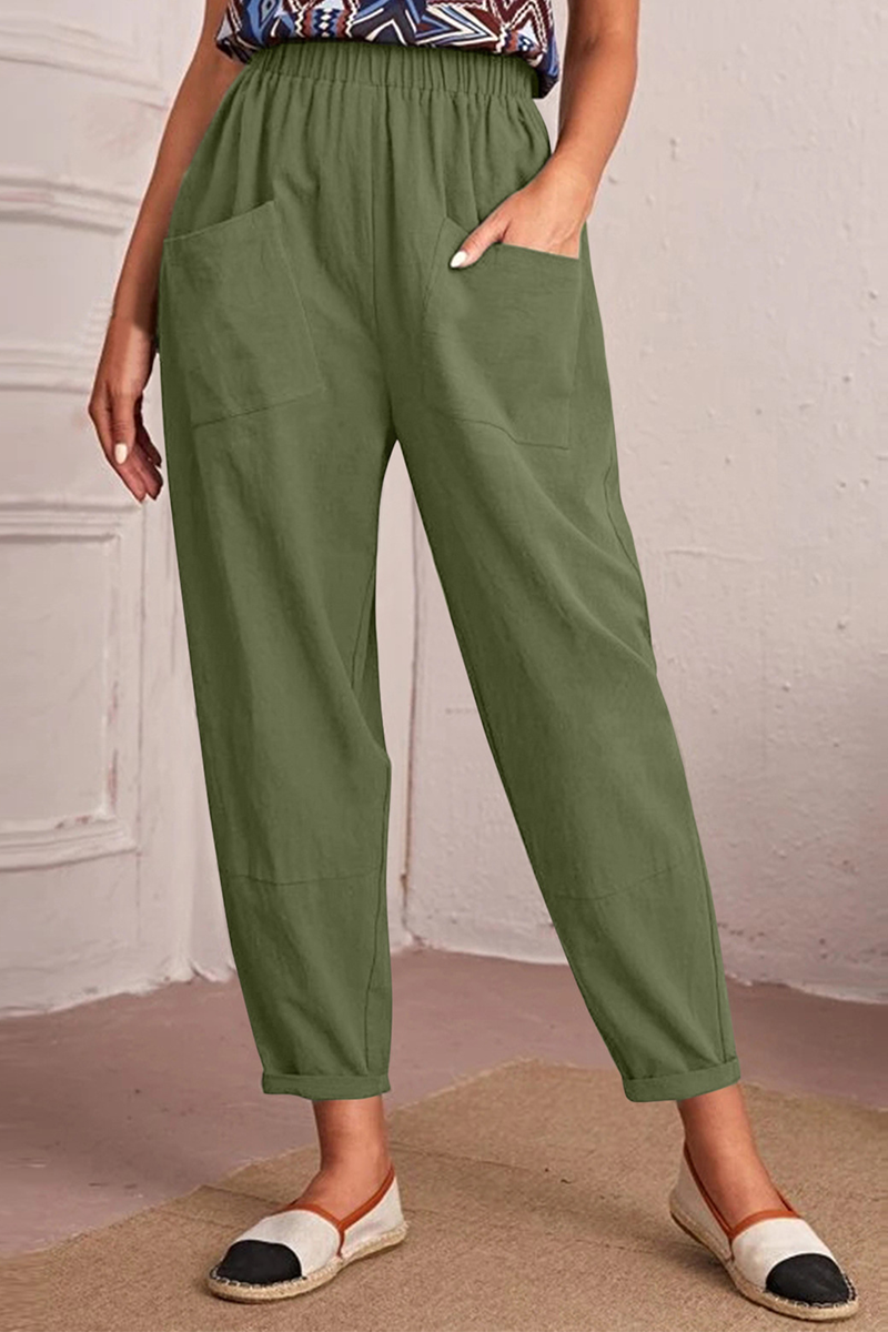 Casual Solid Patchwork Harlan Mid Waist Harlan Solid Colour-Hose