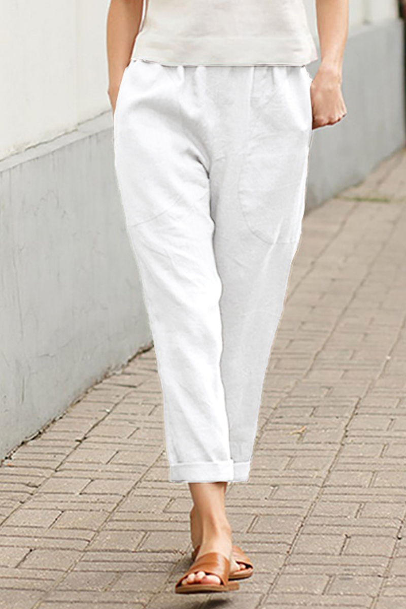Casual Mid Waist unifarbene Hose (7 Farben)
