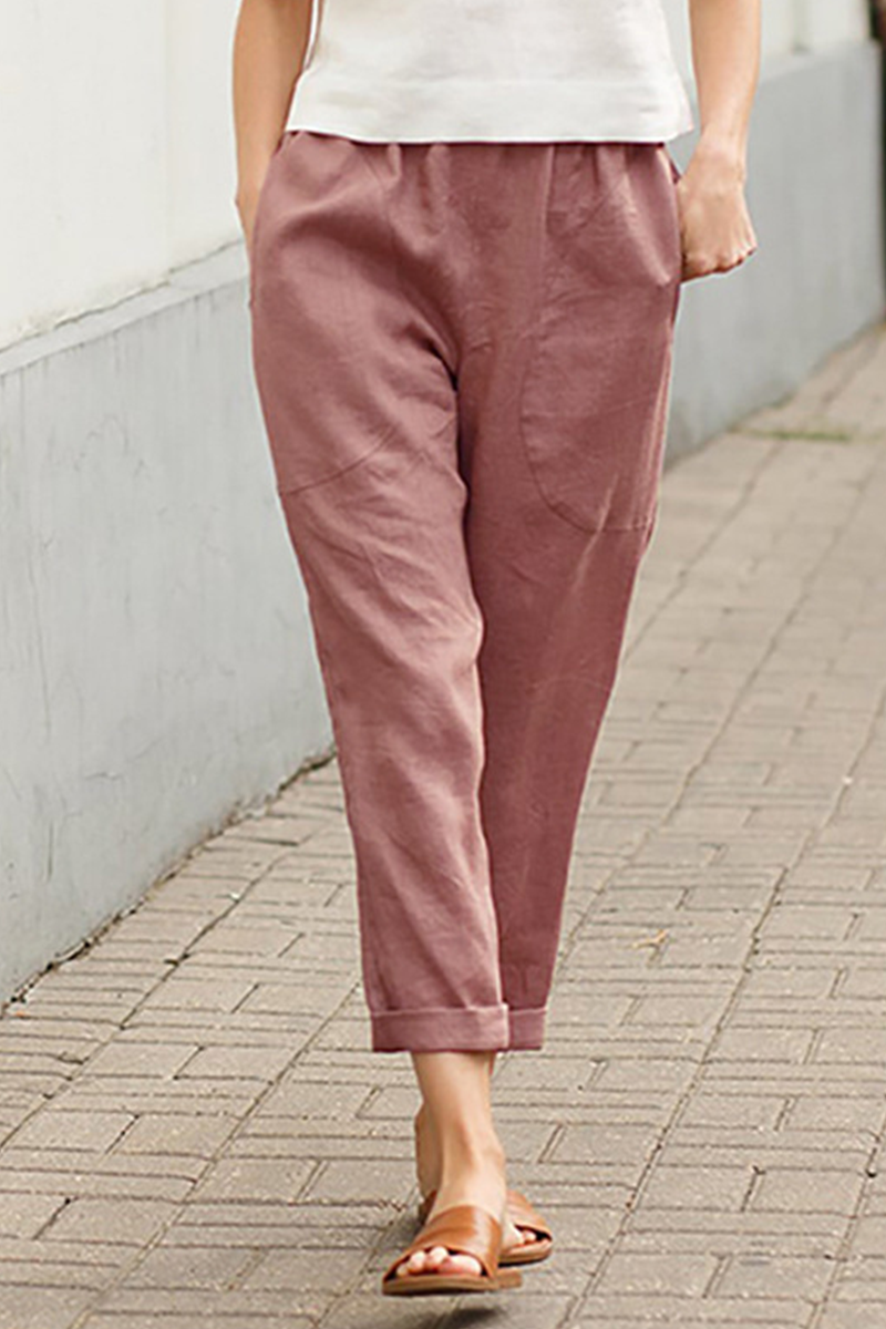 Casual Mid Waist unifarbene Hose (7 Farben)