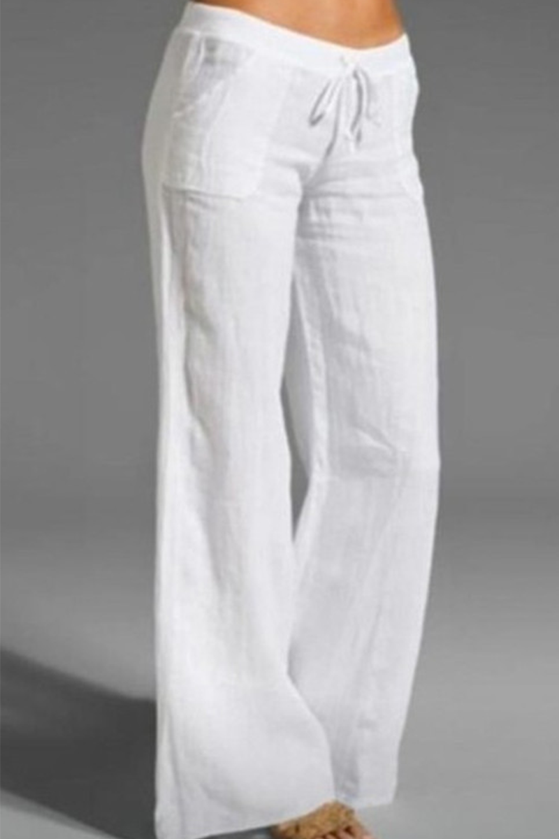Casual unifarbene lockere Hose mit weitem Bein (8 Farben)