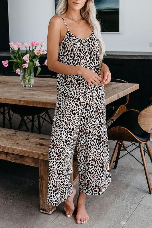 Casual Patchwork Tie-dye Spaghetti Strap Straight Jumpsuits (10 Farben)