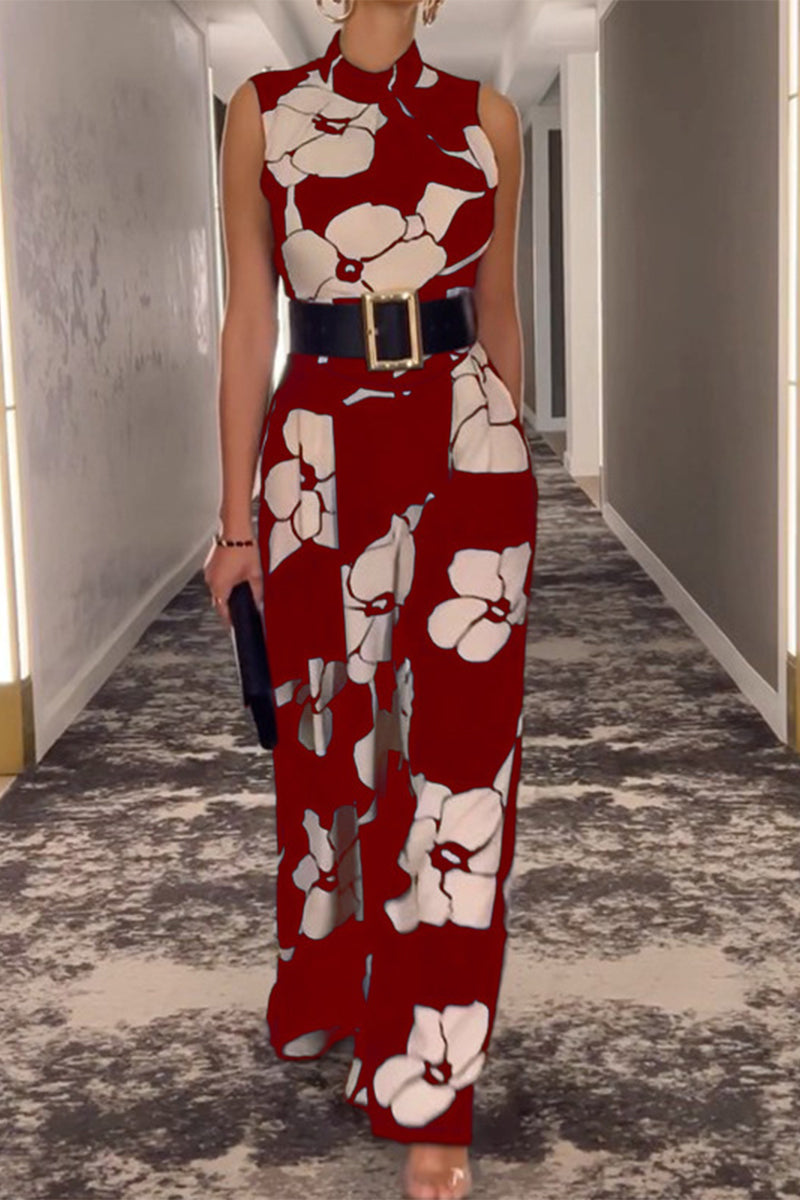 Fashion Casual Print Half-A Rollkragenpullover Regular Jumpsuit