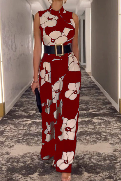 Fashion Casual Print Half-A Rollkragenpullover Regular Jumpsuit