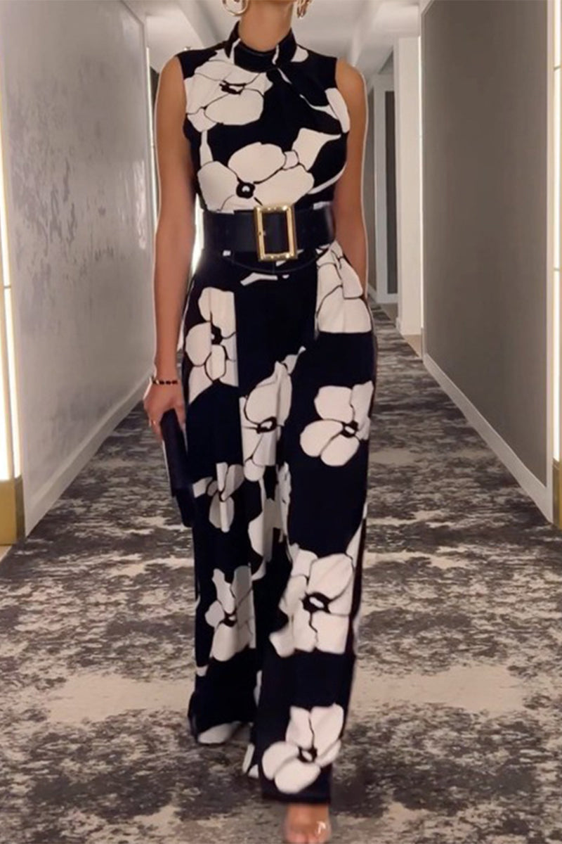 Fashion Casual Print Half-A Rollkragenpullover Regular Jumpsuit