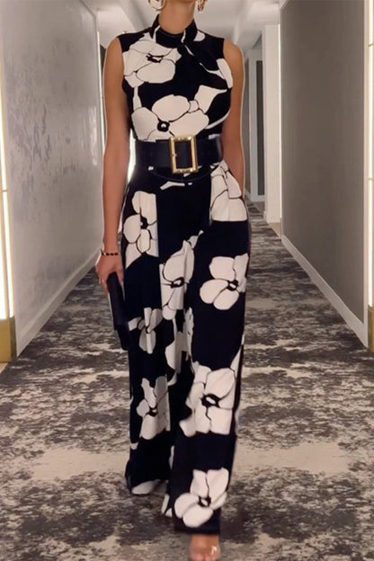 Fashion Casual Print Half-A Rollkragenpullover Regular Jumpsuit