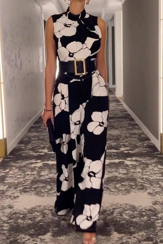 Fashion Casual Print Half-A Rollkragenpullover Regular Jumpsuit