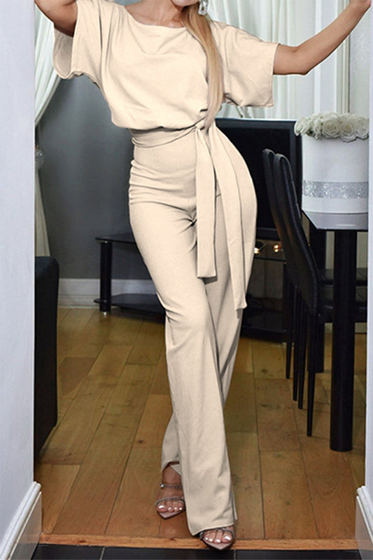 Casual Elegant Solid Patchwork Straight Neck Jumpsuits (6 Farben)