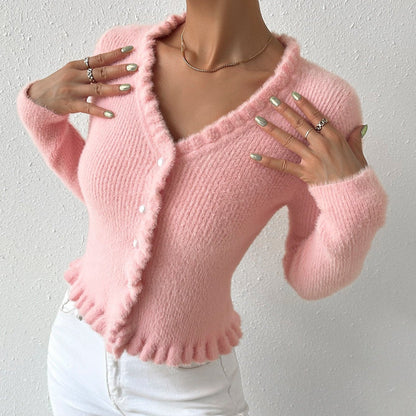 Elodie - Strickjacke mit Rüschendetails für Frauen