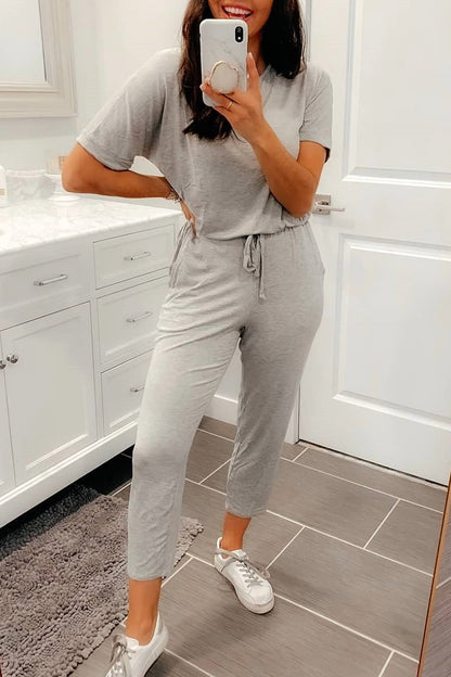 Casual simplicity einfarbige Rundhals-Overalls (5 Farben)
