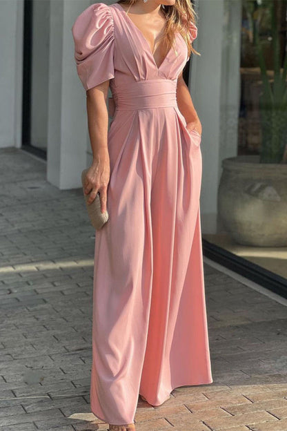 Casual simplicity chunky crew-neck loose-fitting jumpsuits (5 Farben)