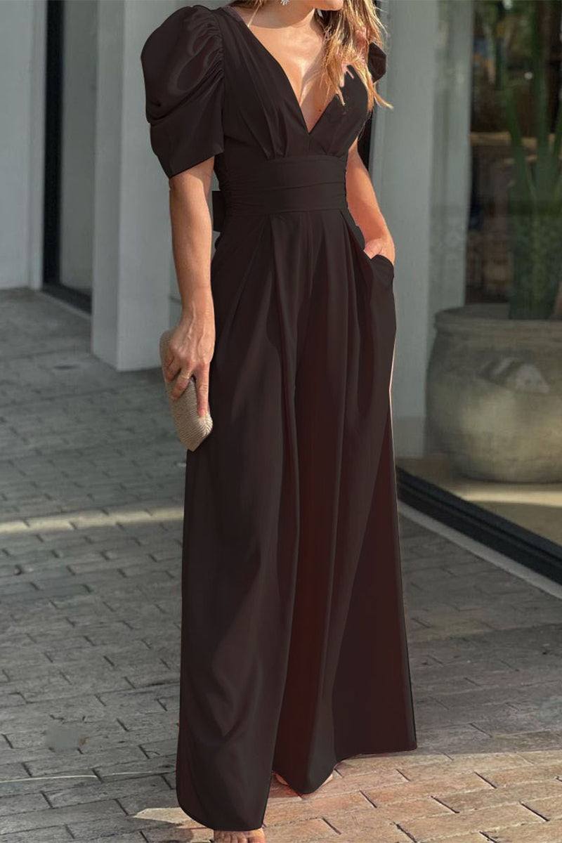 Casual simplicity chunky crew-neck loose-fitting jumpsuits (5 Farben)