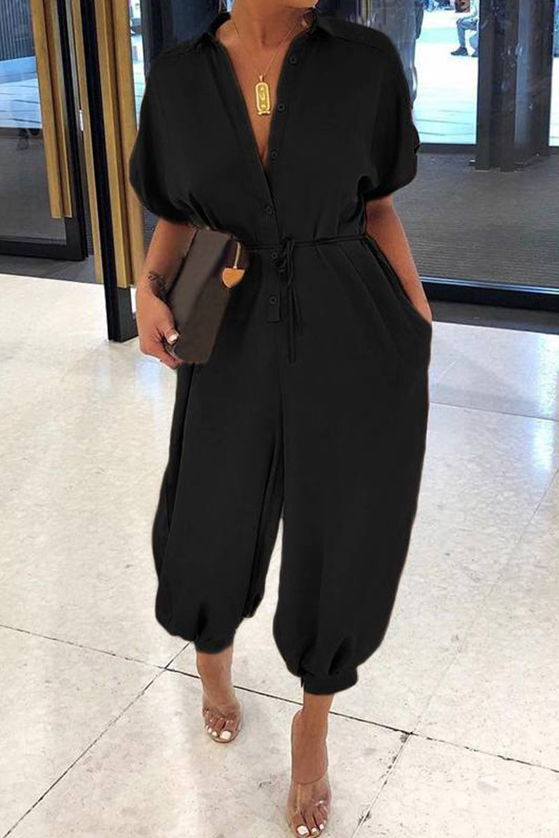 Plus Size Casual Vintage Leopard Frenulum Print Lose Jumpsuits
