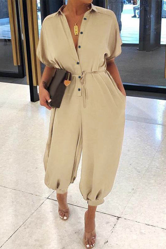 Plus Size Casual Vintage Leopard Frenulum Print Lose Jumpsuits