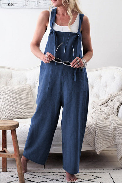 Casual Solid make old patchwork square collar loose overalls (5 Farben)