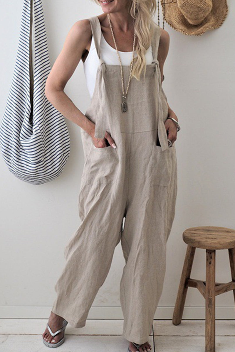 Casual Solid make old patchwork square collar loose overalls (5 Farben)