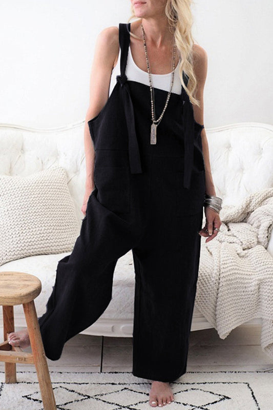 Casual Solid make old patchwork square collar loose overalls (5 Farben)