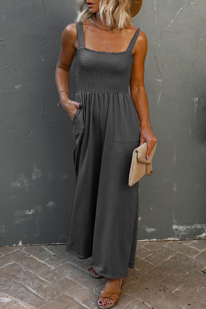Casual Solid Patchwork Square Collar Loose Jumpsuits (6 Farben)
