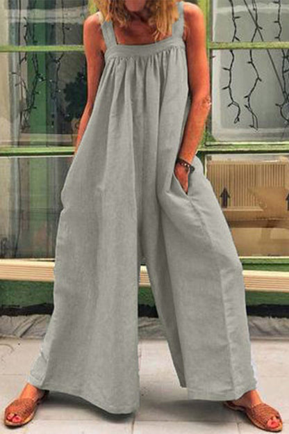 Casual Everyday Solid Square-Kragen Loose Jumpsuits (5 Farben)