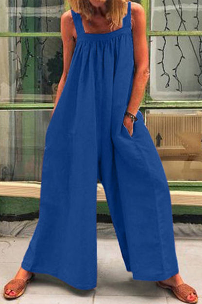 Casual Everyday Solid Square-Kragen Loose Jumpsuits (5 Farben)