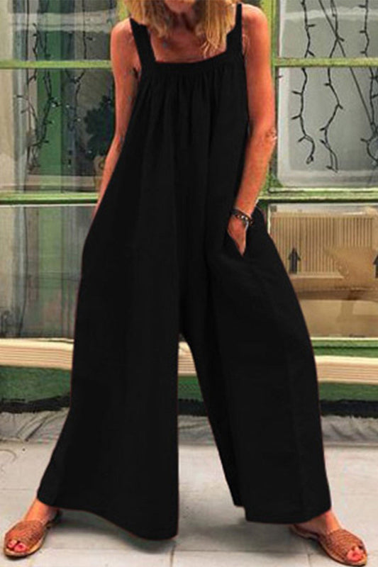 Casual Everyday Solid Square-Kragen Loose Jumpsuits (5 Farben)