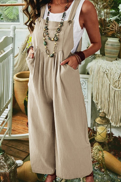 Casual street solid loose-fitting pocket collar jumpsuits (7 Farben)