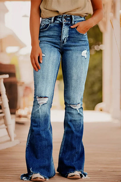 Casual Street Solid Ripped-Make-Old-Jeans mit hoher Taille (3 Farben)