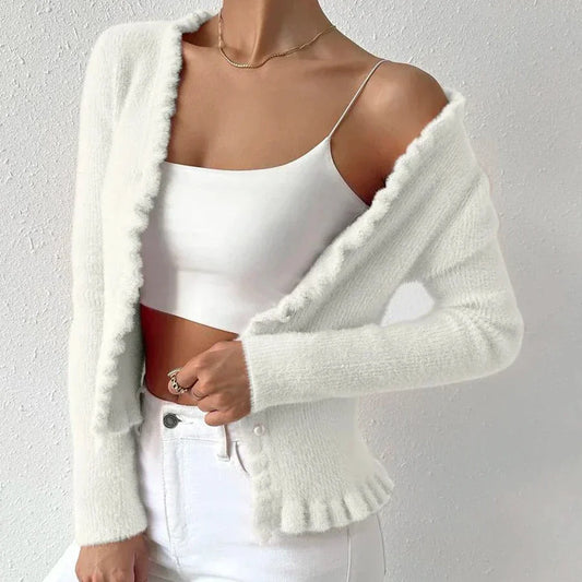 Elodie - Strickjacke mit Rüschendetails für Frauen