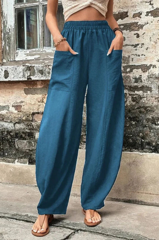 Casual everyday feste Tasche lose hohe Taille Harlan unifarbene Hose (11 Farben)