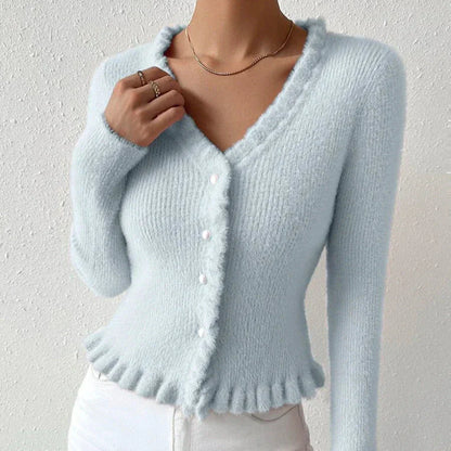 Elodie - Strickjacke mit Rüschendetails für Frauen