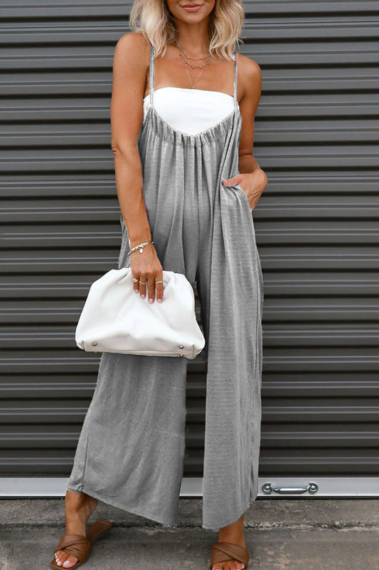 Casual unifarbene Jumpsuits mit lockerer Passform und U-förmiger Taille