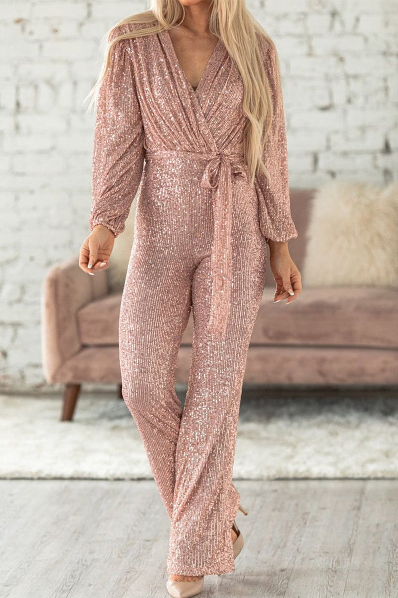 Casual Elegant einfarbig V-Ausschnitt Jumpsuits (3 Farben)