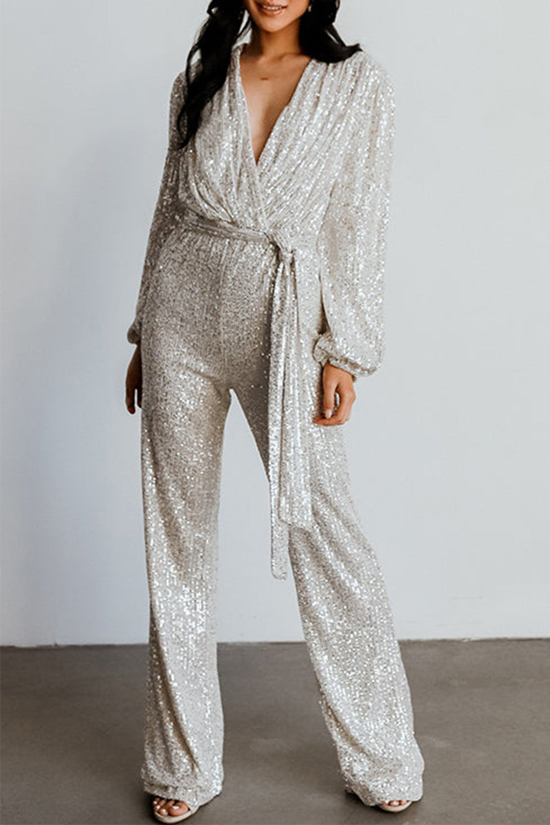 Casual Elegant einfarbig V-Ausschnitt Jumpsuits (3 Farben)