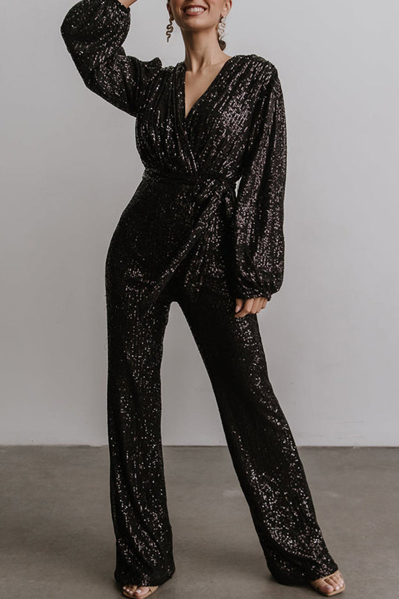 Casual Elegant einfarbig V-Ausschnitt Jumpsuits (3 Farben)