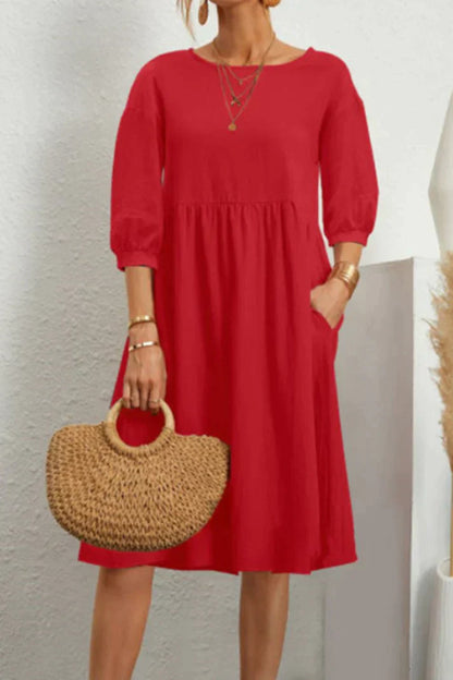 Kiara - Lässiges mittellanges Kleid mit 3/4 Ärmeln