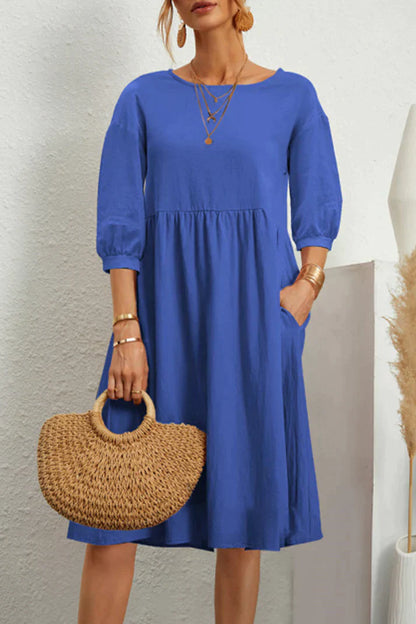 Kiara - Lässiges mittellanges Kleid mit 3/4 Ärmeln