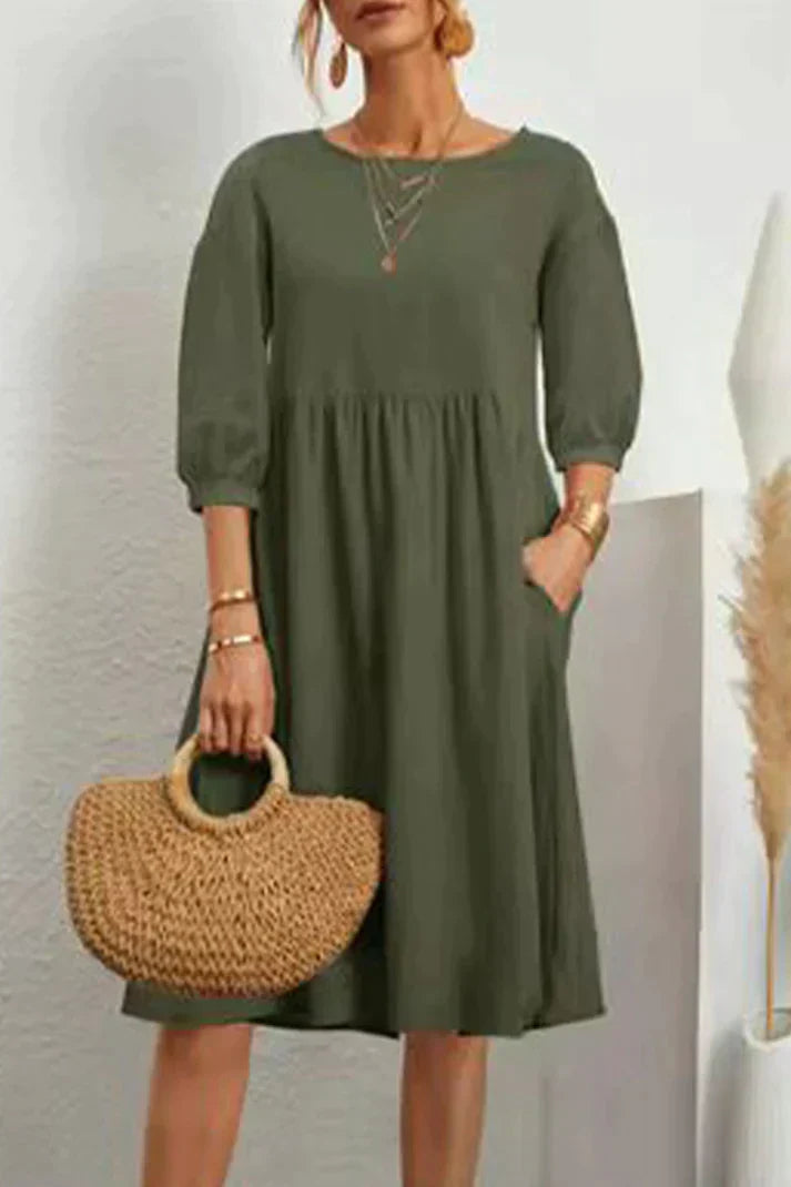 Kiara - Lässiges mittellanges Kleid mit 3/4 Ärmeln