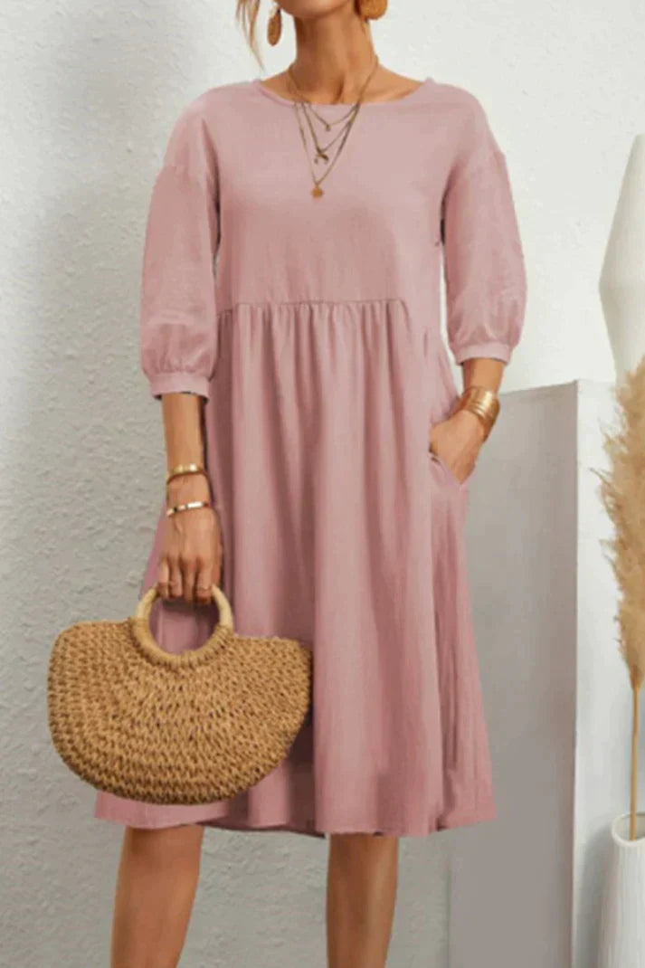 Kiara - Lässiges mittellanges Kleid mit 3/4 Ärmeln